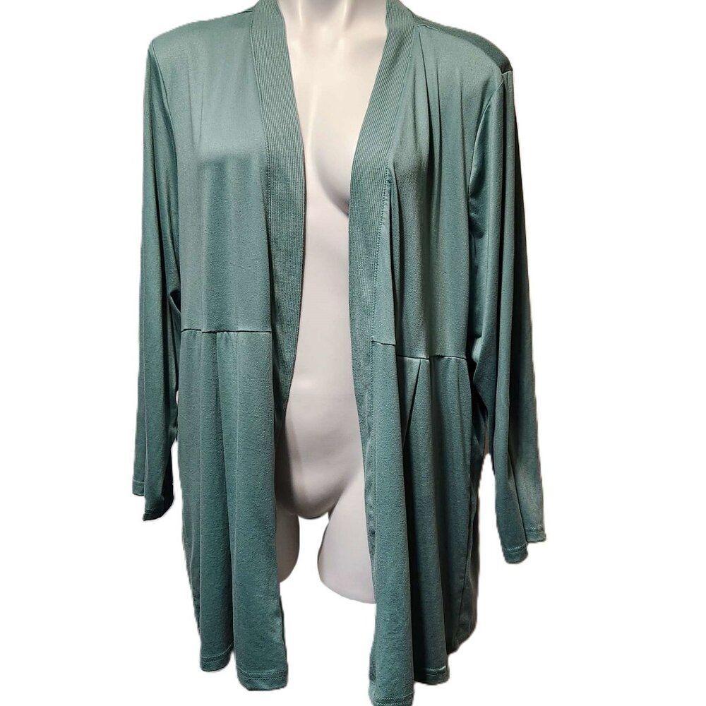 Muk Luks Cloud knit open-front cardigan Women's P1X green stretchy soft comfort